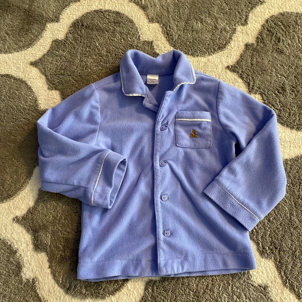 Baby Gap blue fleece pajama button down shirt